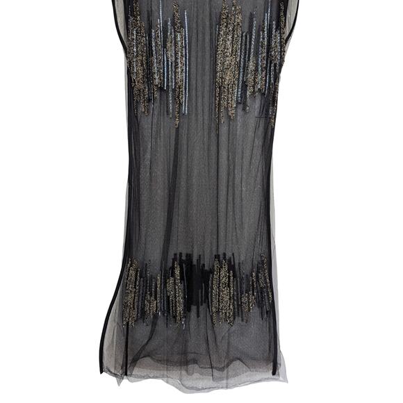 Maiyet Black Sheer Beaded Embellished Overlay Evening Dress - Size 36 (US 4) - Picture 7 of 11